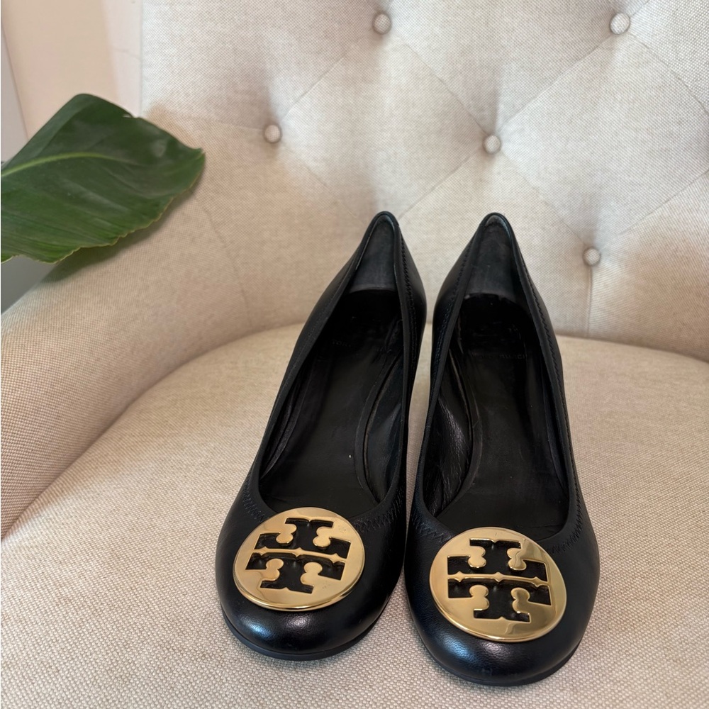 Tory Burch black wedge heels